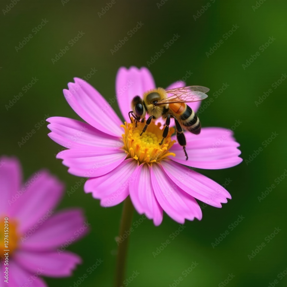 Small brown bee on Eriocapitella hupehensis flower, forest, insects, bees and flowers Small brown bee on Eriocapitella hupehensis flower, forest, insects, bees and flowers