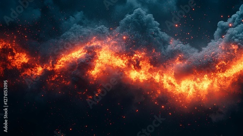 Wallpaper Mural Fiery Nebula Cosmic Clouds Ignite Starry Night Torontodigital.ca