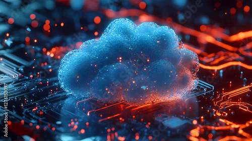 Glowing Cloud on Circuit Board