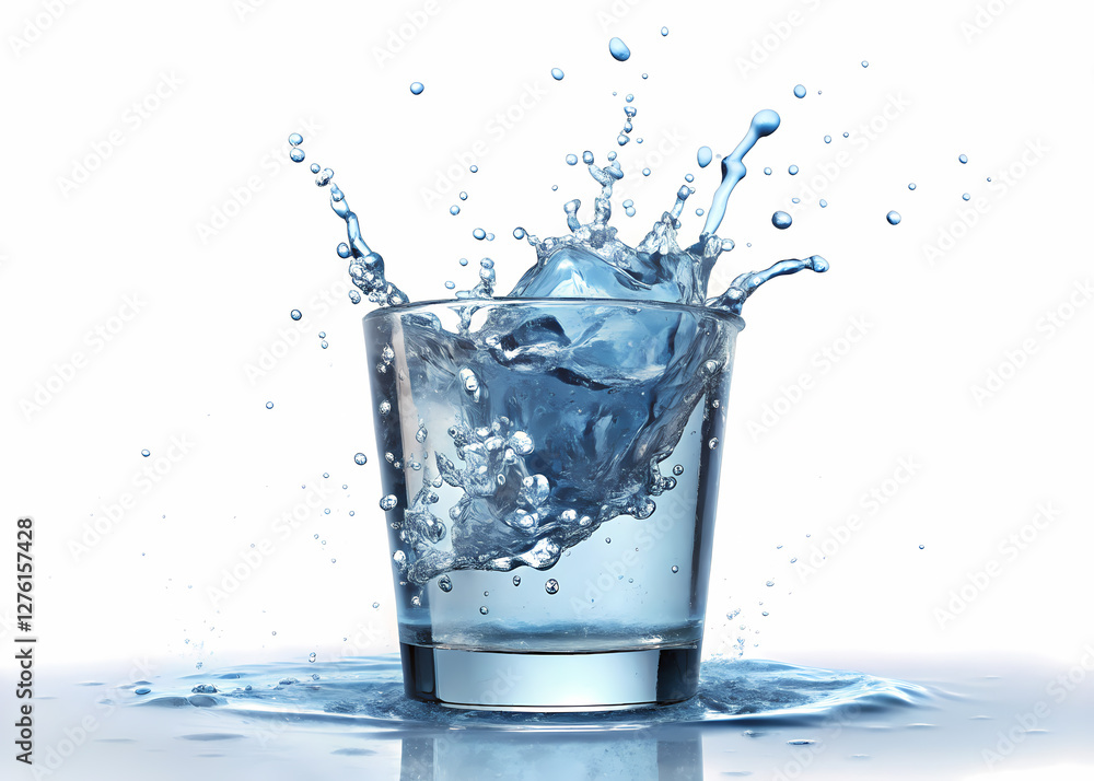 Water splash in glass on white background
Water splash in glass on white background