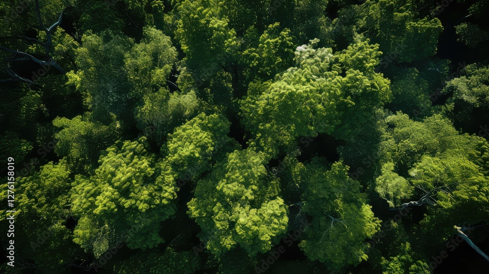 Naklejka premium sunlight tree top down