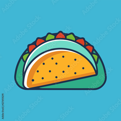 Vibrant Taco Illustration:  Mexican Food, Colorful Design.
