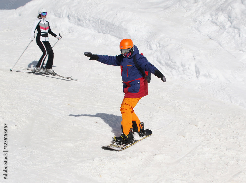 boy on snowboard