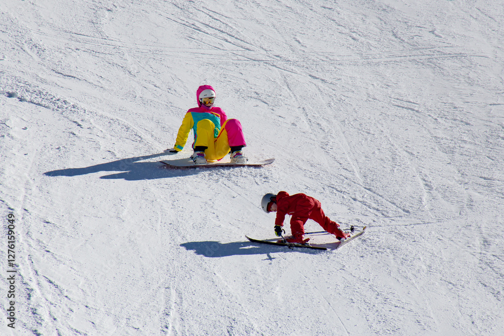 little girl in ski resort
