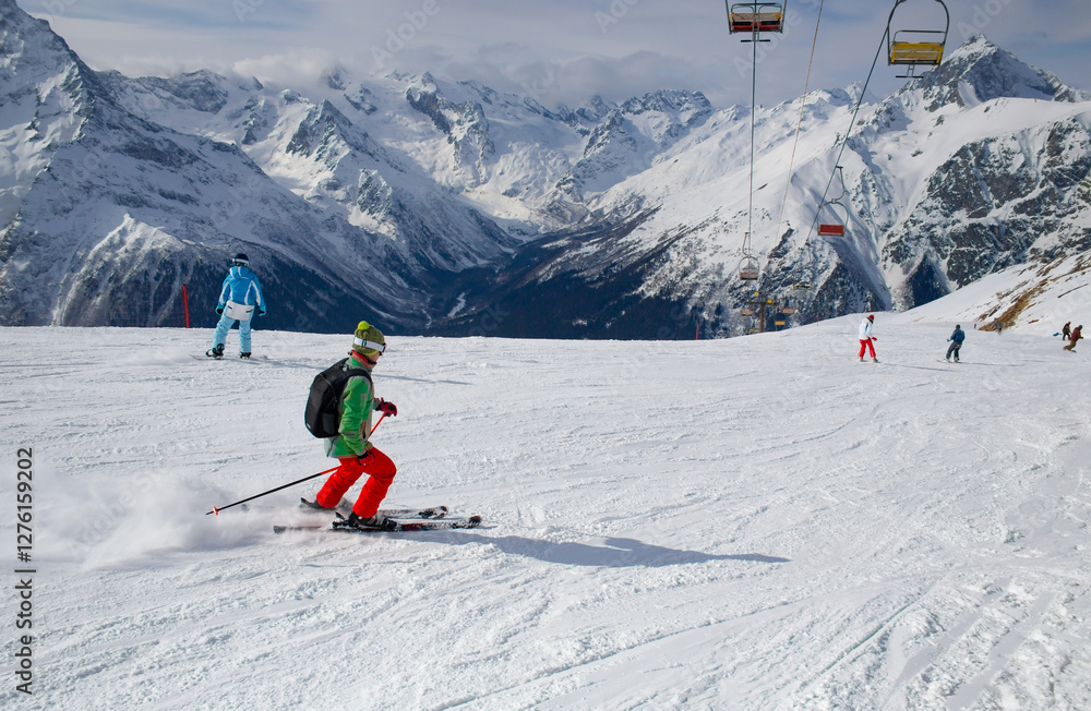 Man skiing in the mountains