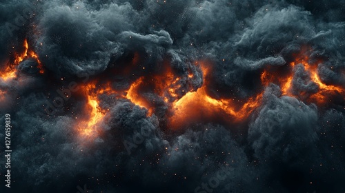 Wallpaper Mural Fiery Embers Dance Within Dark Smoky Clouds Torontodigital.ca