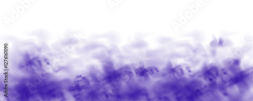 Purple smoke effect for decoration and covering on the transparent background. Fog vapor over ground or water surface.