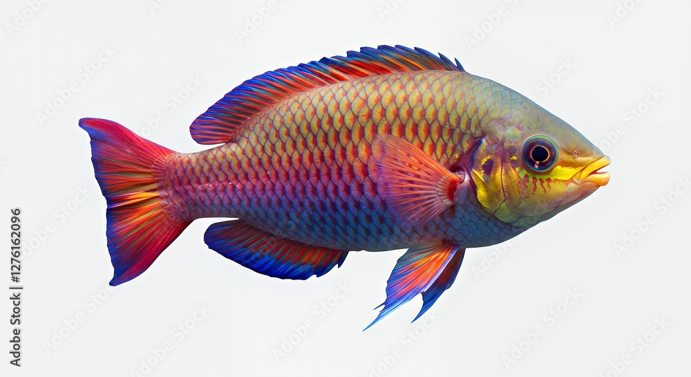 Vibrant Parrotfish Swimming in Clear Water a Colorful Sea Creature Vibrant Parrotfish Swimming in Clear Water a Colorful Sea Creature