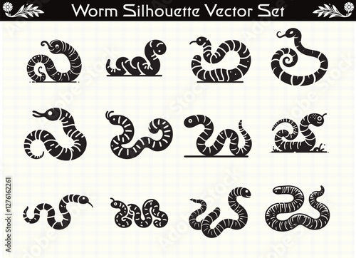 Worm Silhouette Black Clipart for Nature and Wildlife Designs