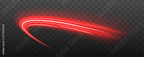 Futuristic glowing neon effects – Abstract red luminous swirl and speed stripes with fiery glow. Vector for posters, flyers, and digital art designs.