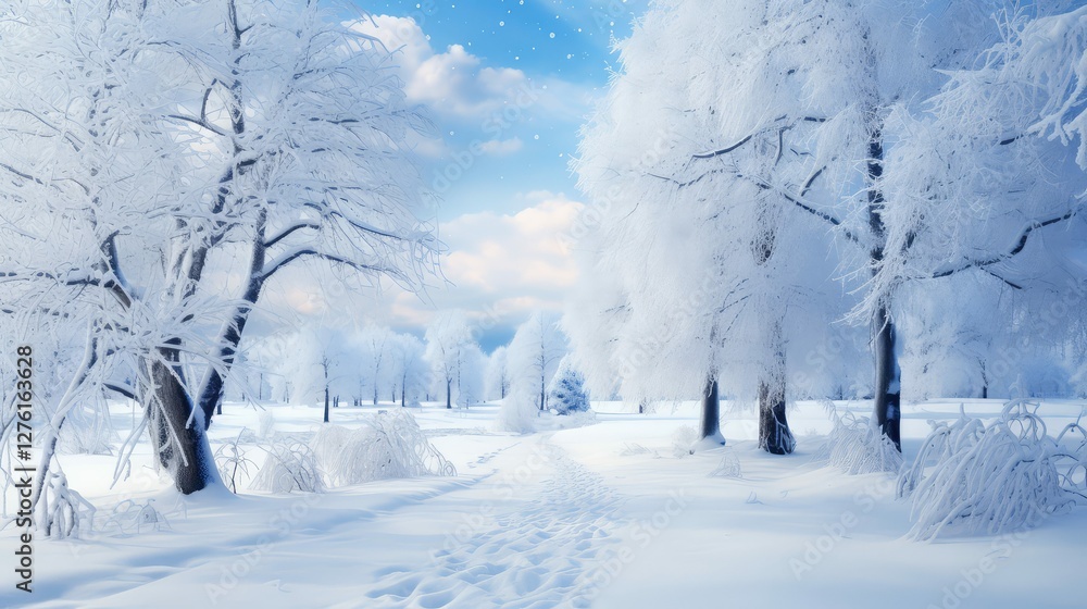 Obraz premium tranquility snowflakes blue