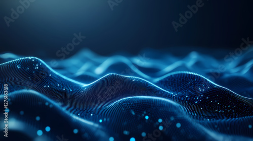 Abstract Blue Wave: Futuristic Tech Art