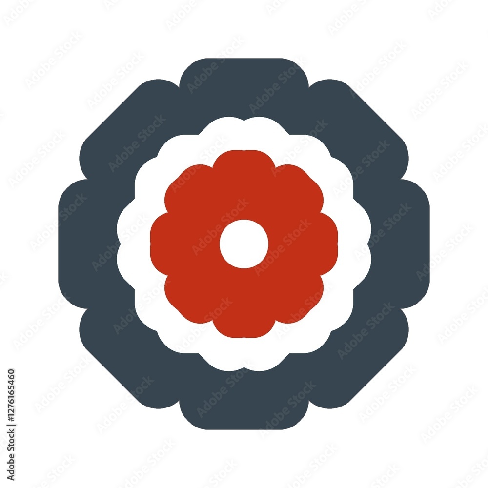 Decorative Flower in Red and Dark Blue Tones. Illustration. Isolated on white Decorative Flower in Red and Dark Blue Tones. Illustration. Isolated on white