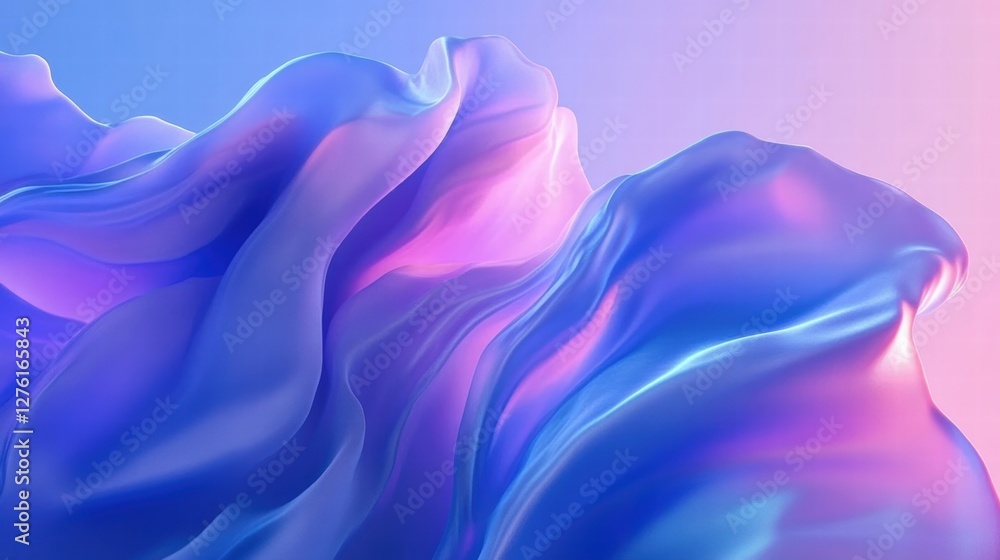 Obraz premium abstract purple and blue fluid silk waves