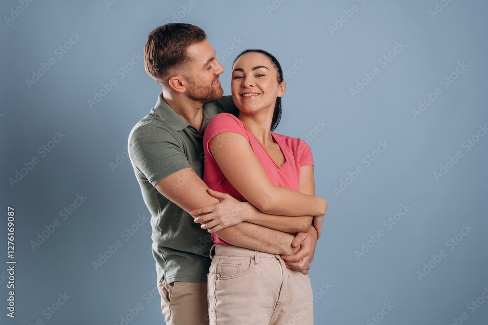 Naklejka premium Relationships conception, couple. Man and woman are in the studio