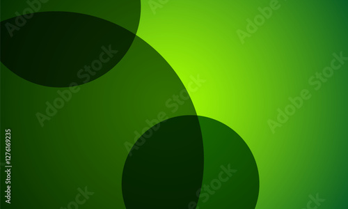 Vector Abstract Green Background With Overlapping Dark Circular Shapes and Soft Gradients