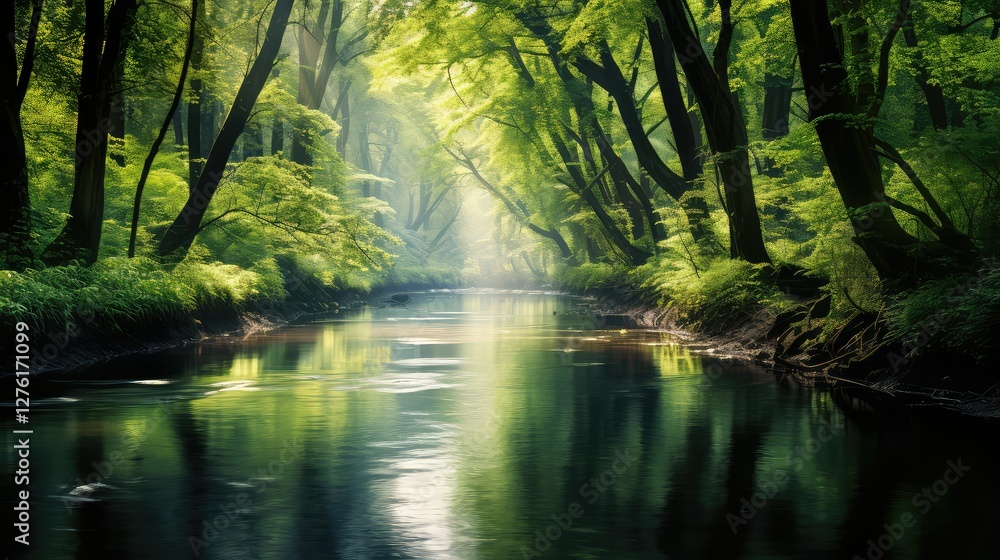 sunlight tree stream