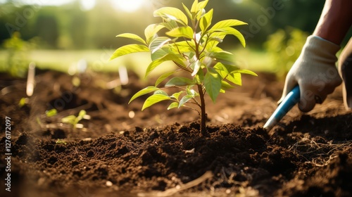 grden planting a shrub photo