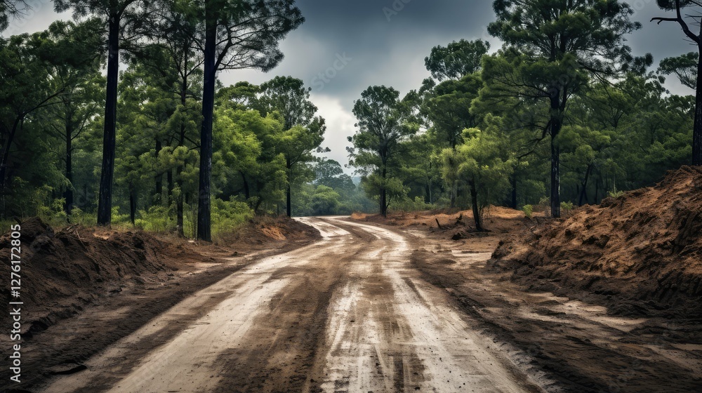 Fototapeta premium muddy dirty road