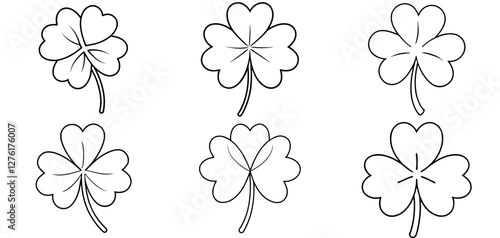 Four leaf Outline Coloring Page Printable Line Art Drawing