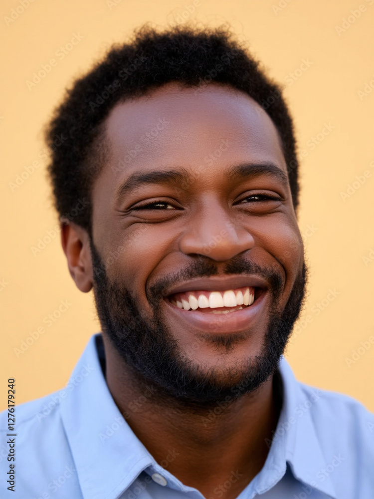 Vibrant smile captured against a warm backdrop in bright light Vibrant smile captured against a warm backdrop in bright light