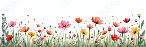 Wallpaper Mural A Field Of Wildflowers In Various Pastel Shades, White Background Complex Petal Details, High Realism 00002 Torontodigital.ca