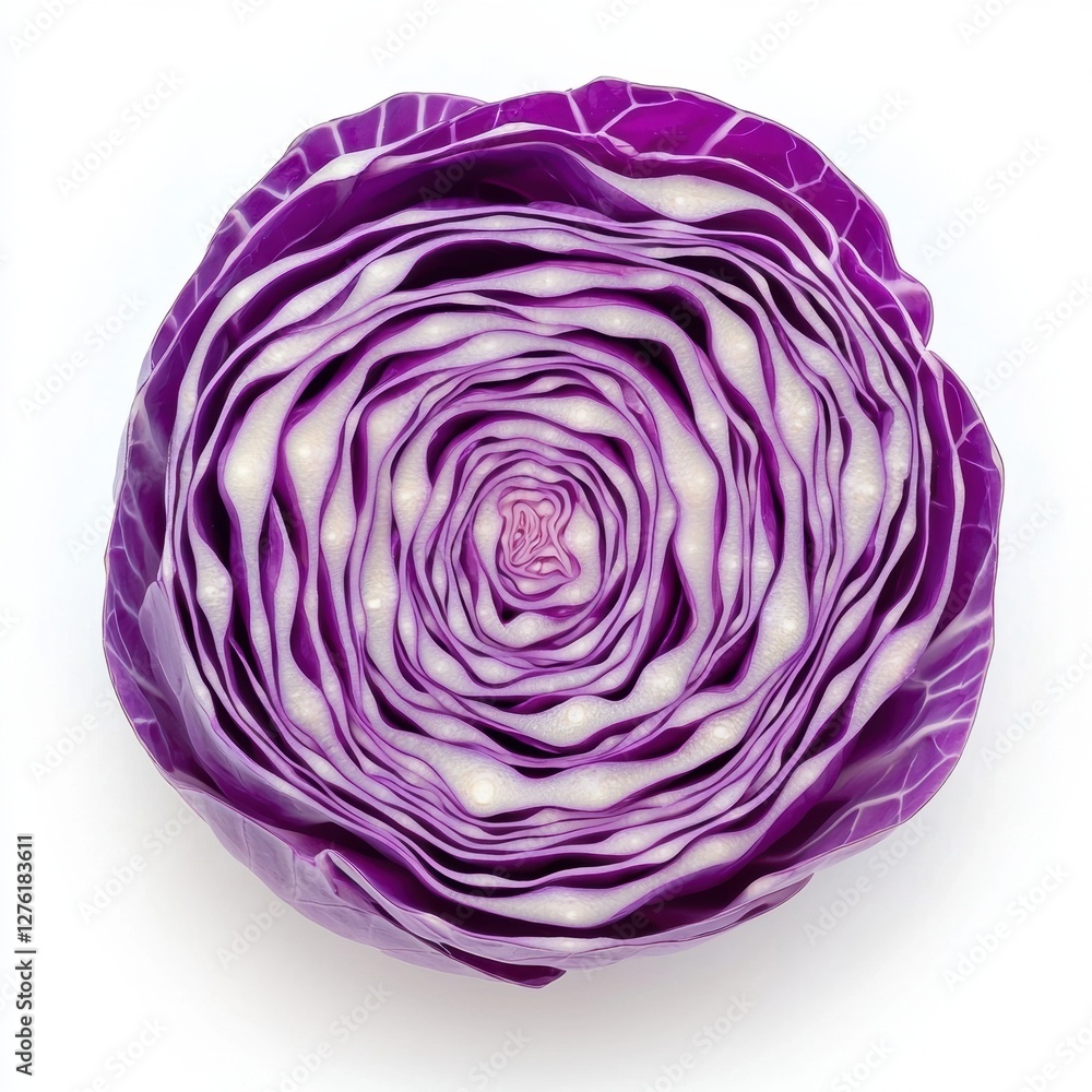 Cabbage isolated white background with vibrant purple color, showcasing its intricate layered texture and natural beauty. Cabbage isolated white background with vibrant purple color, showcasing its intricate layered texture and natural beauty.