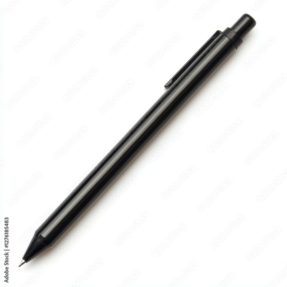 Sleek Black Mechanical Pencil on White Background. Sleek Black Mechanical Pencil on White Background.
