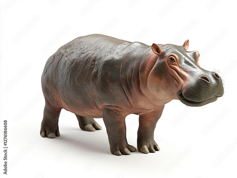 3d isometric view of Hippopotamus, isolated on white, animal illustration 3d isometric view of Hippopotamus, isolated on white, animal illustration