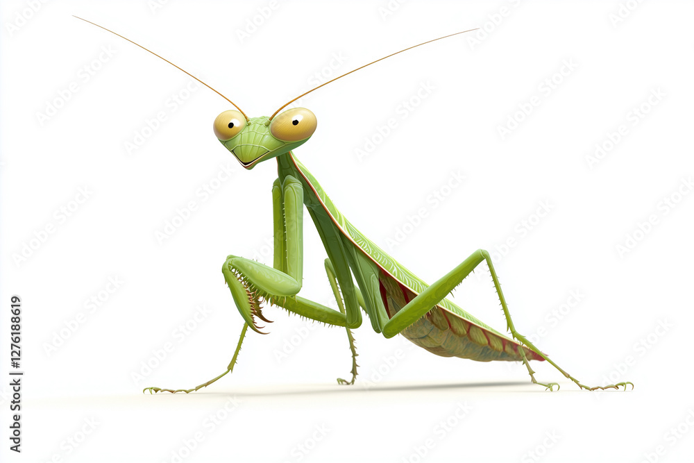 Side view of Praying Mantis, isolated on white, animal illustration Side view of Praying Mantis, isolated on white, animal illustration