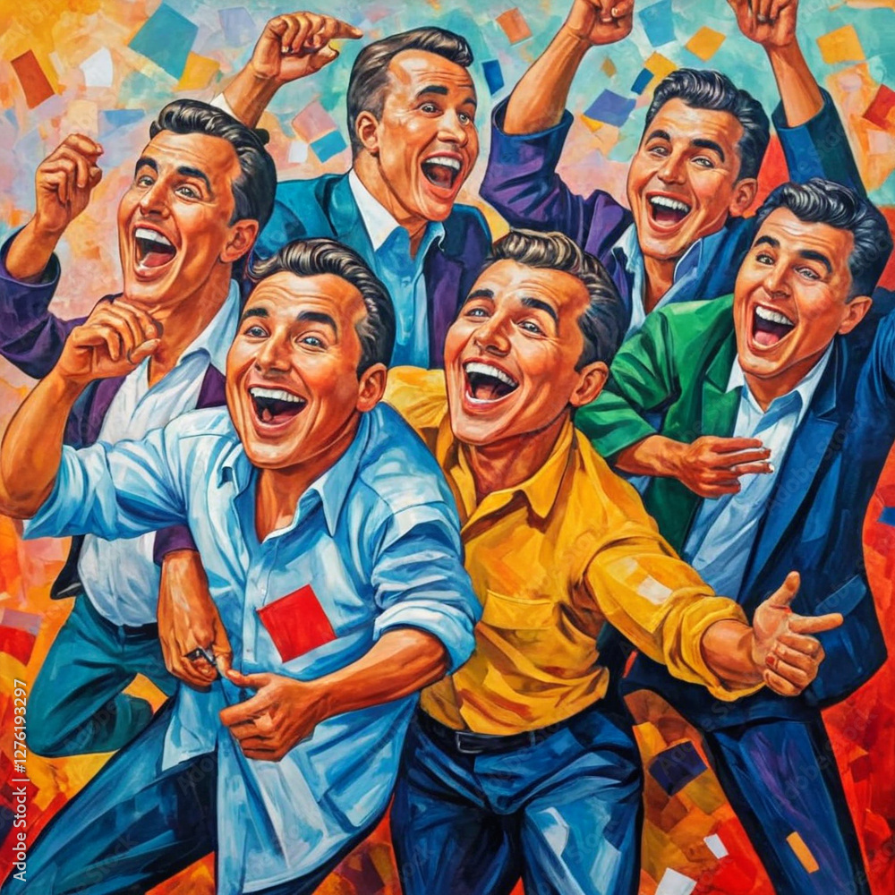 Obraz premium Vibrant celebration of joy and unity captured in expressive mural