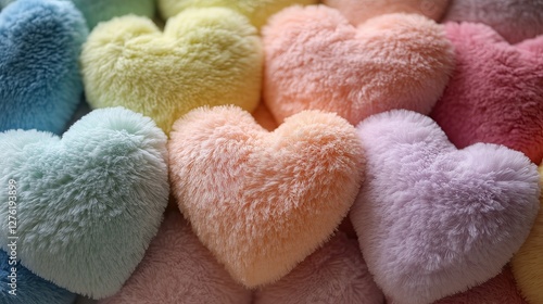 Soft Fluffy Heart Pillows in Pastel Colors