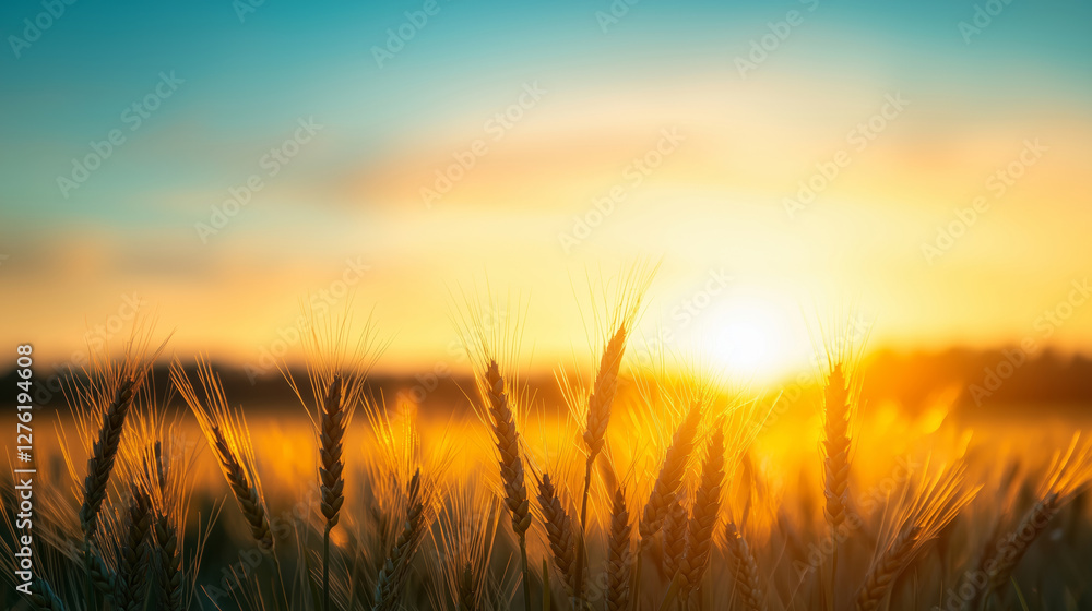 Golden wheat field at sunset, showcasing vibrant colors and serene beauty. warm light creates peaceful atmosphere, perfect for nature lovers and agricultural themes Golden wheat field at sunset, showcasing vibrant colors and serene beauty. warm light creates peaceful atmosphere, perfect for nature lovers and agricultural themes