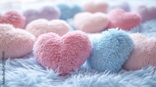 Soft Fluffy Heart Pillows in Pastel Colors