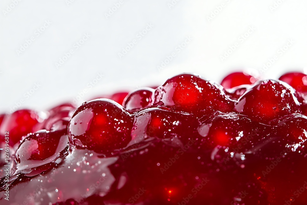 Close-up view of a vibrant red berry jam Close-up view of a vibrant red berry jam