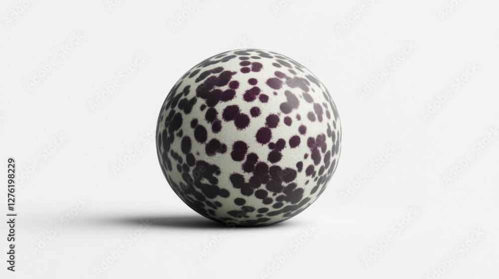 Close Up of a Spotted Egg with Brown Speckles on a White Background in Bright Studio Light