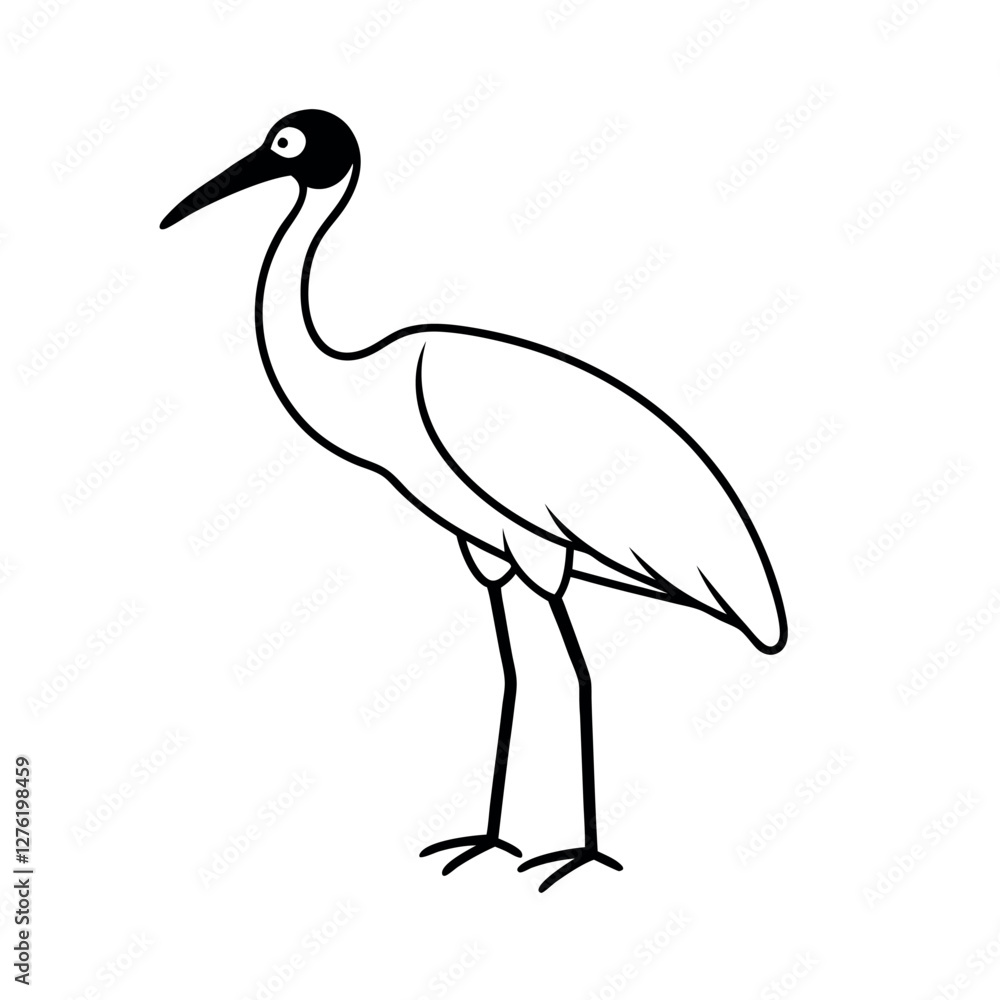 Fototapeta premium Simple Jabiru Outline Vector for Logos and Icons 