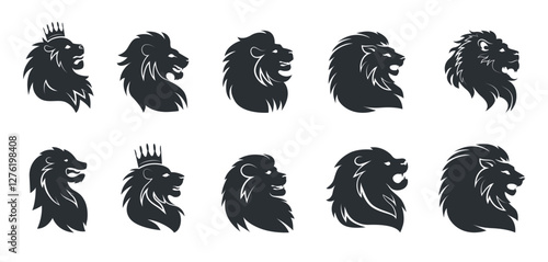 Heraldic lion royal with mane set