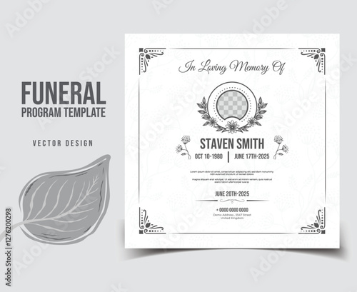 simple Funeral Program card design vector template .