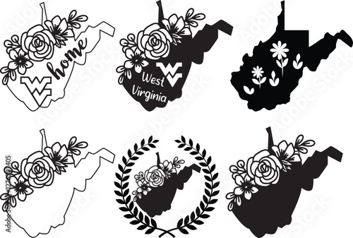 Wes Virginia Vector bundle, Clipart, Silhouette, Vector, icons, illustration, design.