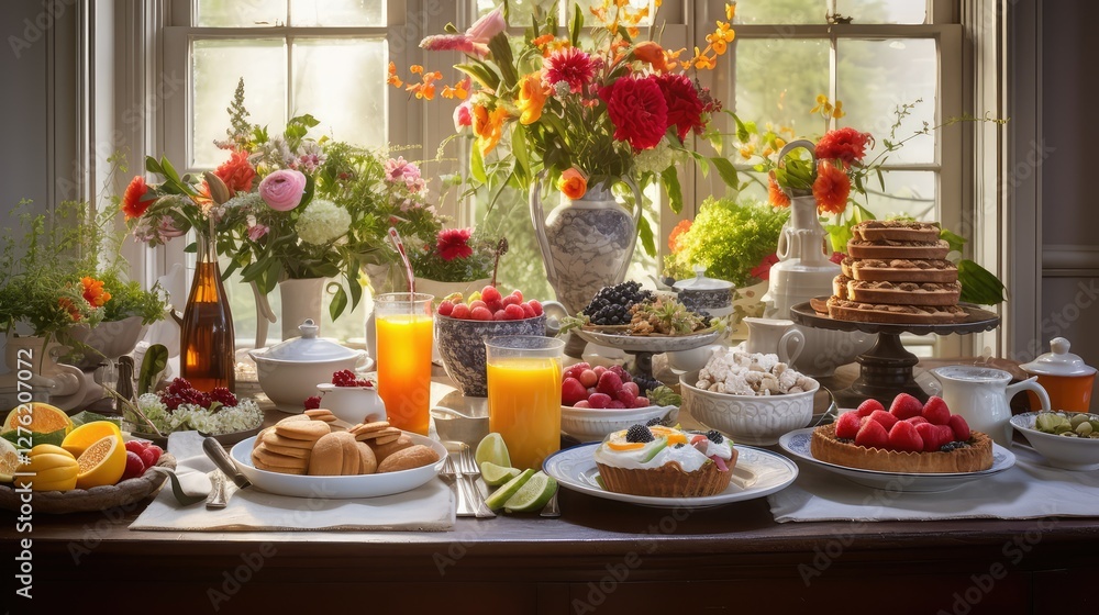 Fototapeta premium waffles food table
