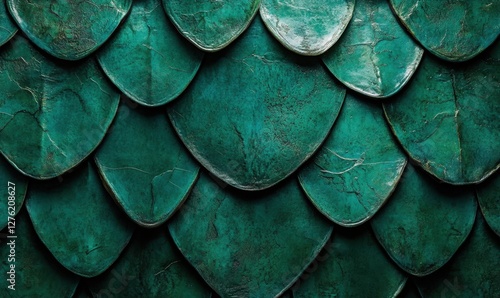 Wallpaper Mural Close-up view of textured teal scales resembling dragon skin, showcasing intricate patterns and depth Torontodigital.ca
