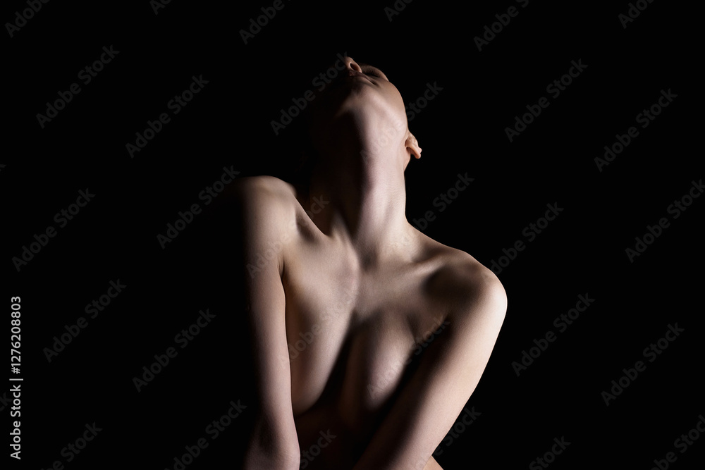 passion Woman in the dark. Beautiful Naked Body Girl