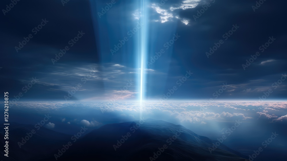 Obraz premium dramatic blue light beam