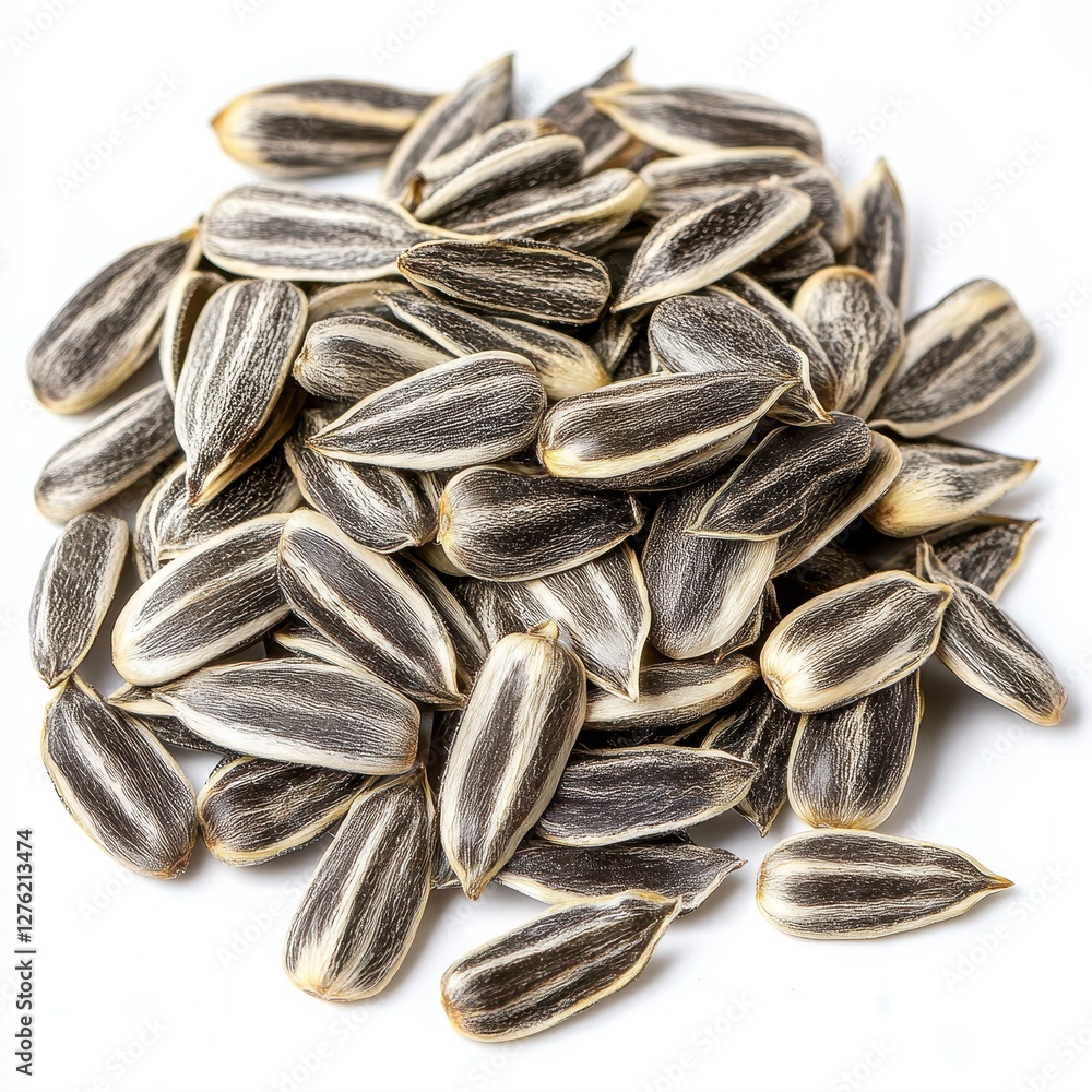 A close-up shot of a pile of delicious sunflower seeds. A close-up shot of a pile of delicious sunflower seeds.