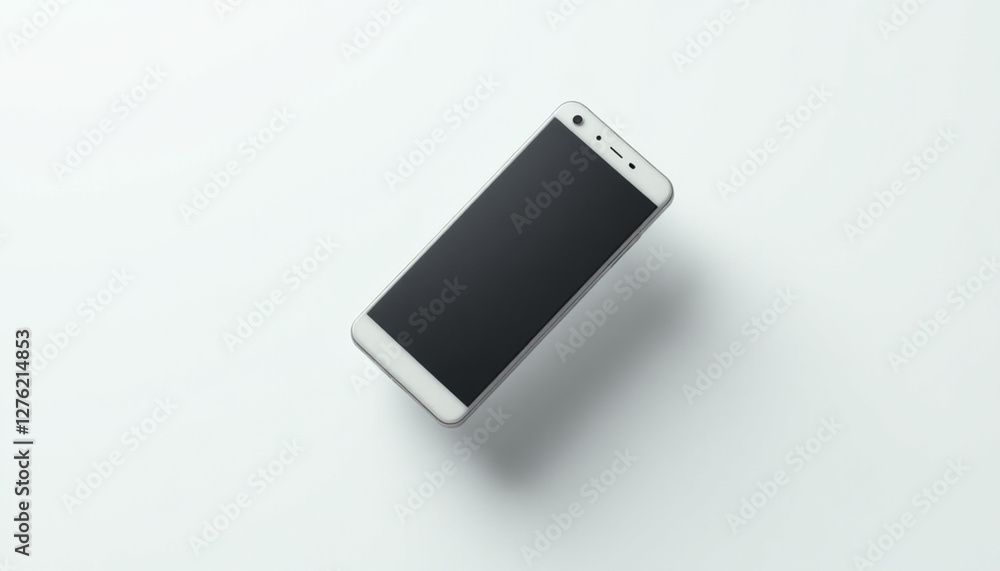 Smartphone on white background, minimalist composition, top-down view, sleek black and silver design, modern technology, high-resolution product photography, clean aesthetic, shadow detail, Smartphone on white background, minimalist composition, top-down view, sleek black and silver design, modern technology, high-resolution product photography, clean aesthetic, shadow detail,