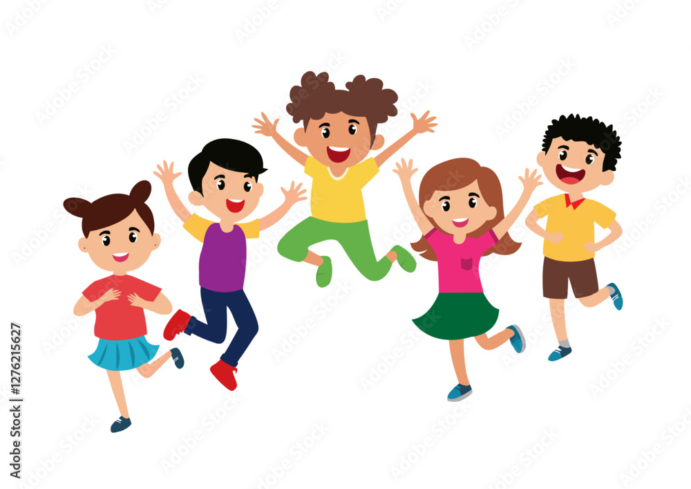 little kids jump together feel happy background clipart cartoon little kids jump together feel happy background clipart cartoon