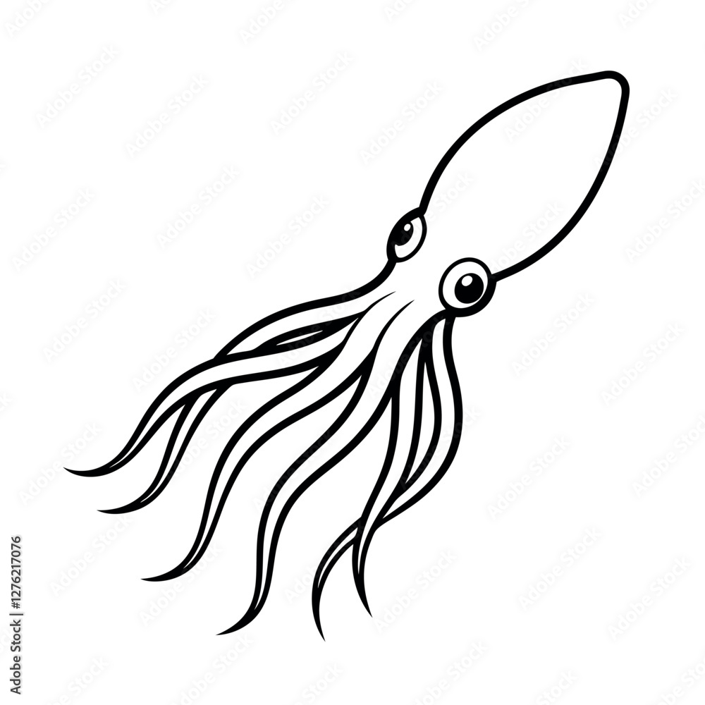 Obraz premium Creative Squid Line Art Vector for Logos