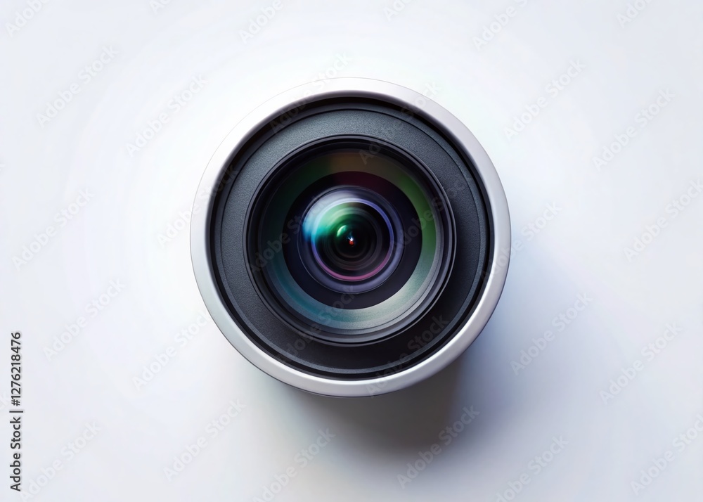 High-Resolution Drone Aerial Photo: Camera Lens on White Background High-Resolution Drone Aerial Photo: Camera Lens on White Background