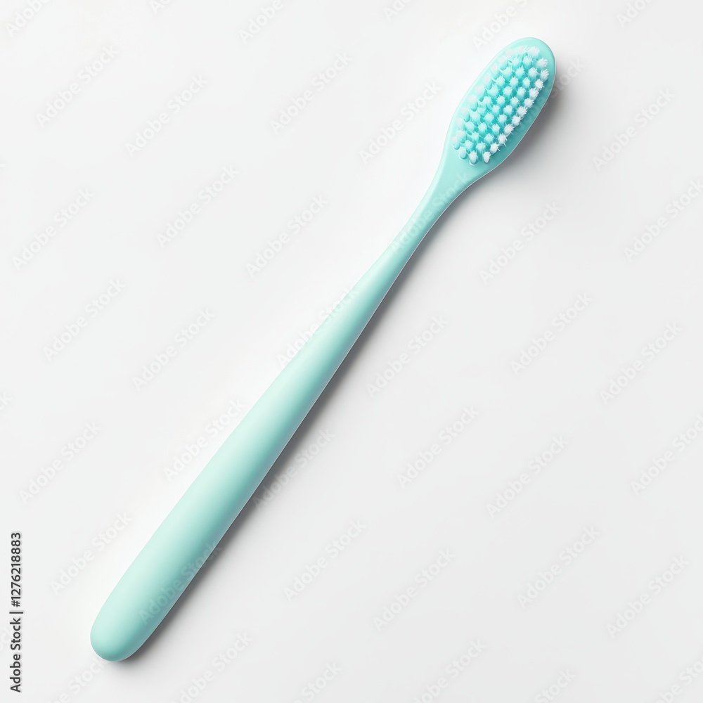 Single Mint Green Toothbrush on White Background. Single Mint Green Toothbrush on White Background.